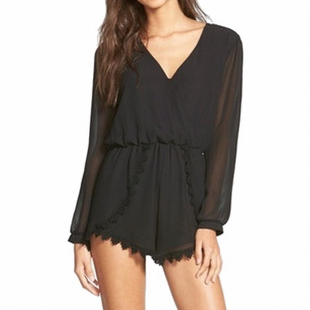 ASTR lace trim romper